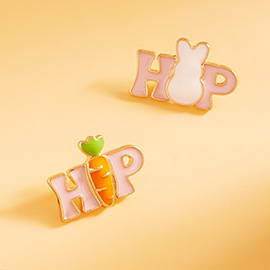 Enamel Easter HIP HOP Message Stud Earrings