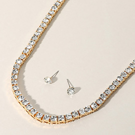 Rhinestone Tennis Chain Evening Necklace