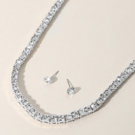 Rhinestone Tennis Chain Evening Necklace