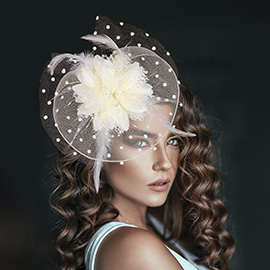 Feather Mesh Flower Fascinator / Headband