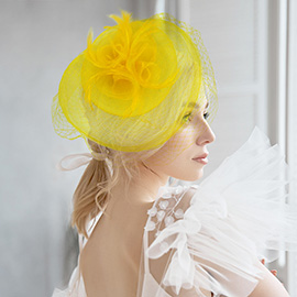 Feather Mesh Flower Fascinator / Headband