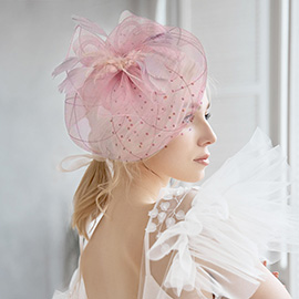 Bow Feather Mesh Flower Fascinator / Headband