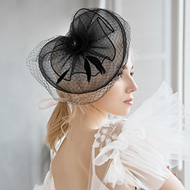 Flower Feather Mesh Fascinator / Headband