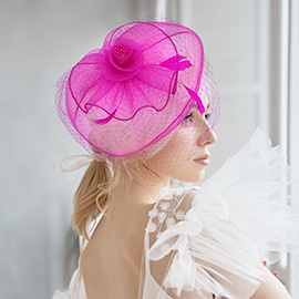 Flower Feather Mesh Fascinator / Headband