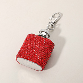 1oz Bling Studded Stainless Steel Mini Flask Keychain / Bag Charm