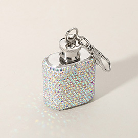 1oz Bling Studded Stainless Steel Mini Flask Keychain / Bag Charm