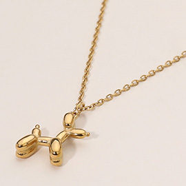 Stainless Steel Balloon Dog Pendant Necklace