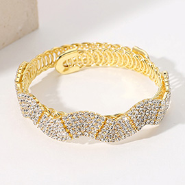 CZ Stone Paved Wavy Adjustable Evening Bracelet