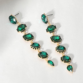 Glass Stone Cluster Link Dropdown Evening Earrings