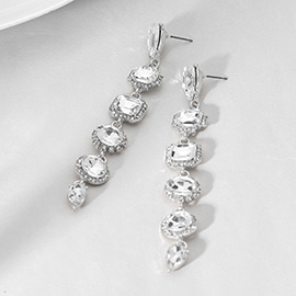 Glass Stone Cluster Link Dropdown Evening Earrings