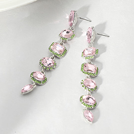 Glass Stone Cluster Link Dropdown Evening Earrings