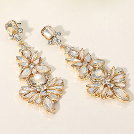 Stone Cluster Embellished Chandelier Dangle Evening Earrings