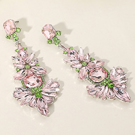 Stone Cluster Embellished Chandelier Dangle Evening Earrings