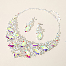 Marquise Stone Cluster Embellished Evening Necklace