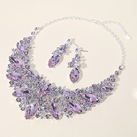 Marquise Stone Cluster Embellished Evening Necklace