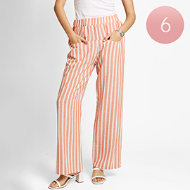 Elastic Waist Striped Wide Leg Pants