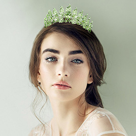 Stone Embellished Colored Metal Leaf Vine Princess Tiara