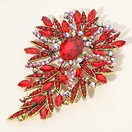 Glass Stone Cluster Embellished Floral Pin Brooch