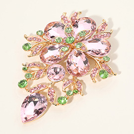 Flower Glass Stone Cluster Pin Brooch