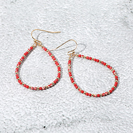 Beaded Open Teardrop Dangle Earrings