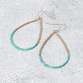 Beaded Open Teardrop Dangle Earrings