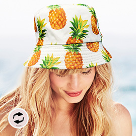 Reversible Pineapple Print Bucket Hat