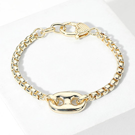 14K Gold Plated Mariner Link Pointed Bracelet