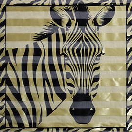 Silky Satin Feel Zebra Print Square Scarf