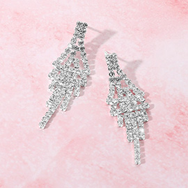 Rhinestone Paved Fringe Evening Earrings