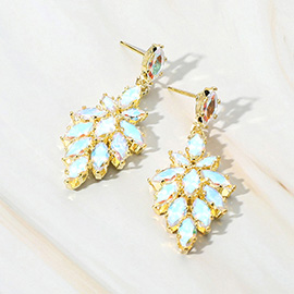 Marquise CZ Stone Cluster Dangle Evening Earrings