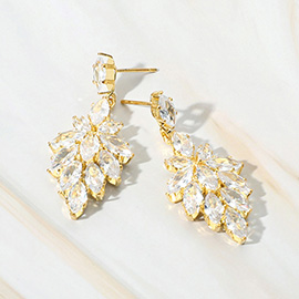 Marquise CZ Stone Cluster Dangle Evening Earrings