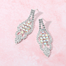 Rhinestone Paved Drop Evening Earrings