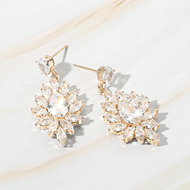 Marquise CZ Stone Cluster Dangle Evening Earrings