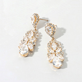 CZ Stone Cluster Dangle Evening Earrings