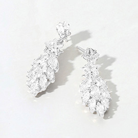 Star Marquise CZ Stone Cluster Dangle Evening Earrings