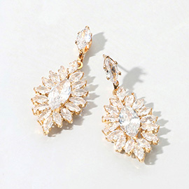 Marquise CZ Stone Cluster Dangle Evening Earrings