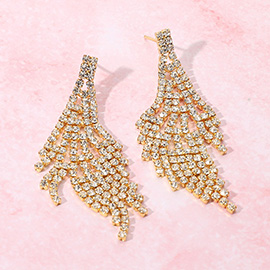 Rhinestone Paved Fringe Chandelier Evening Earrings