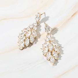 Marquise CZ Stone Cluster Dangle Evening Earrings