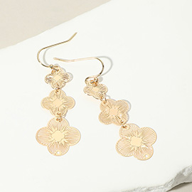 Triple Metal Filigree Quatrefoil Link Dropdown Earrings