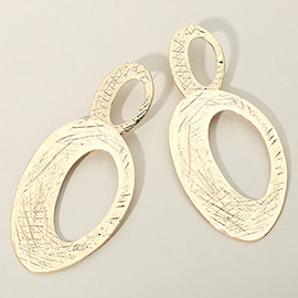 Oversized Textured Metal Abstract Oval Link Earrings