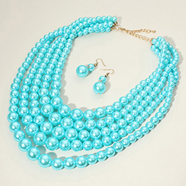 Pearl Multi Strand Bib Necklace