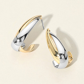 Two Tone Metal Twist Hoop Earrings