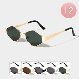 12PCS - Retro Geometric Metal Frame Sunglasses