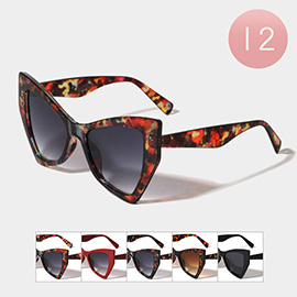 12PCS - Bold Cat Eye Frame Wayfarer Sunglasses