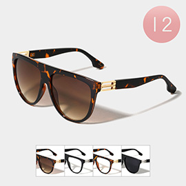 12PCS - Oversized Retro Aviator Frame Wayfarer Sunglasses