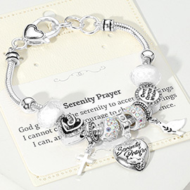 Serenity Prayer Heart Cross Multi Bead Bracelet