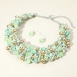 Faceted Beaded Collar Statement Necklace