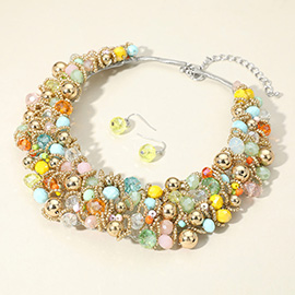 Faceted Beaded Collar Statement Necklace