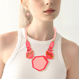 Bold Geometric Resin Statement Necklace