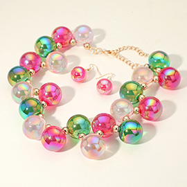 Chunky Iridescent Ball Beaded Necklace